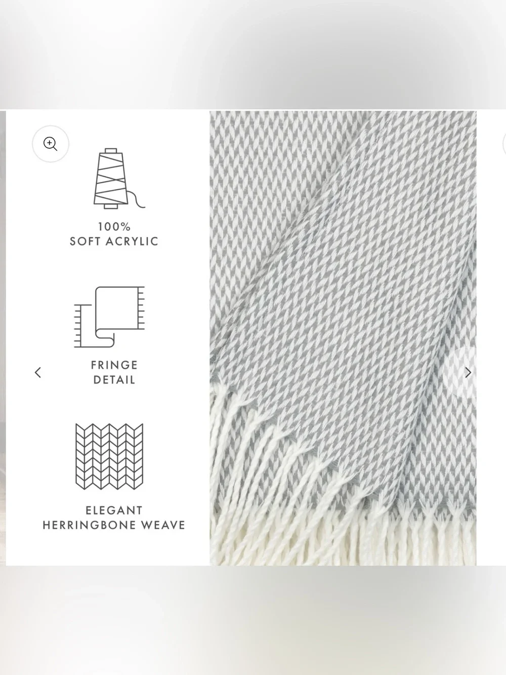 Linens & Hutch Herringbone Throw Blanket - Gray